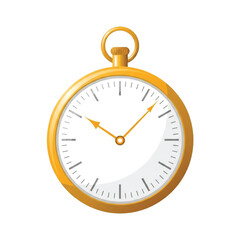 Golden Pocket Watch With White Face And Orange Hands clock time