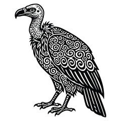 Fototapeta premium Ornate vulture illustration with swirling patterns and tribal design.