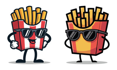 Cool French Fries Mascot &ndash; Cartoon Fast Food Character Illustration