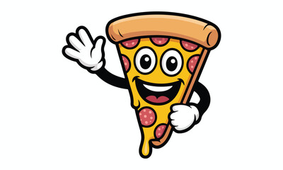 Cute Pizza Slice Mascot Set &ndash; Cartoon Fast Food Character Illustration