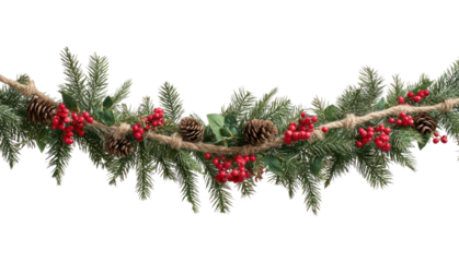 PNG Festive garland with pinecones.
