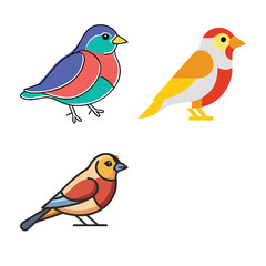Finch Birds Icon Set, Finch Bird Silhouette Bundle, Colorful Finch Bird Clipart Pack, Finch Bird Line Art Icons, Finch Bird Vector Design Collection