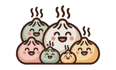 Cute Dumpling Mascot Logo &ndash; Kawaii Dim Sum Character Illustration