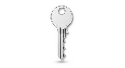 Single Steel Key Isolated, Representing Property and Digital Security
