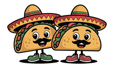 Cute Taco Mascot Logo with Sombrero &ndash; Mexican Food Character Illustration