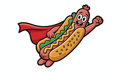 Hotdog Superhero Mascot – Cartoon Sausage Character Logo