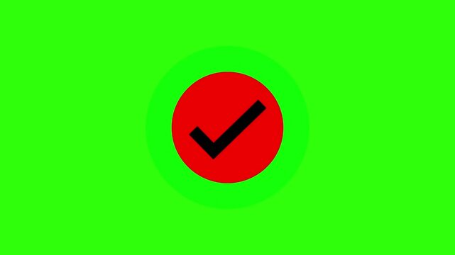 Animated reveal of a white checkmark icon in a green circle. Isolated on a white background. Tik mark animation,