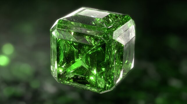 Floating NFT gem with blockchain links emerald onyx