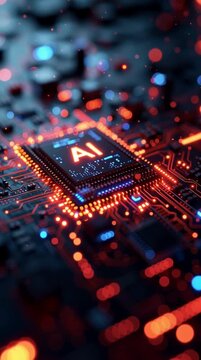 Microprocesador de inteligencia artificial con circuitos integrados retroiluminados, concepto de computaci&oacute;n cu&aacute;ntica, red neuronal y tecnolog&iacute;a de datos avanzada