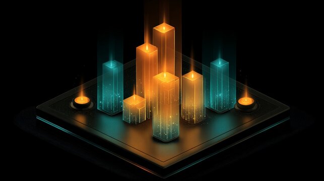 Futuristic dashboard with holographic analytics isometric