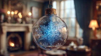 Reflective view inside real ornament showing warped room