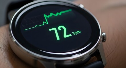 Smartwatch displays heart rate data with ecg graph and numerical reading