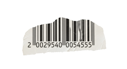 Barcode label product identification code scanning retail upc symbol price tag sticker inventory management on transparent background