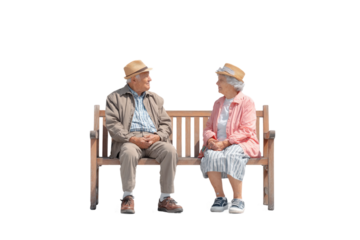 Senior socializing with companion isolated on transparent background