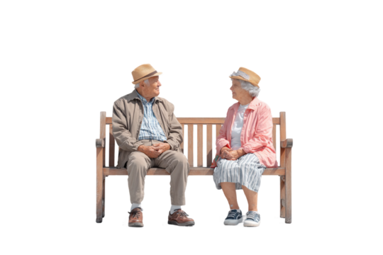 Senior socializing with companion isolated on transparent background