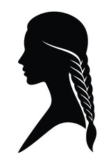Stylish Side Profile Woman with Fishtail Braid Silhouette