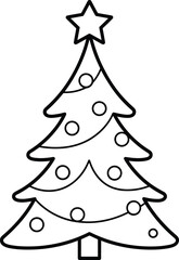 Christmas, tree, outline, vector, line, art, holiday, decoration, festive, winter, illustration, doodle, icon, design, coloring, book, simple, graphic, printable, element