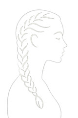 Woman Side Profile with Thick Dutch Braids Silhouette