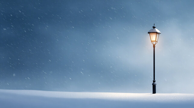 street lamp in the snow - Powered by Adobe