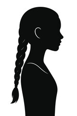Teen Girl Side View Silhouette with Long Braided Hairstyle