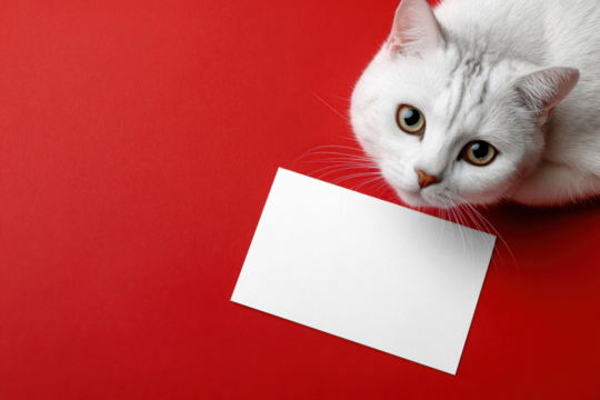 Cat postcard mockup template png, transparent design