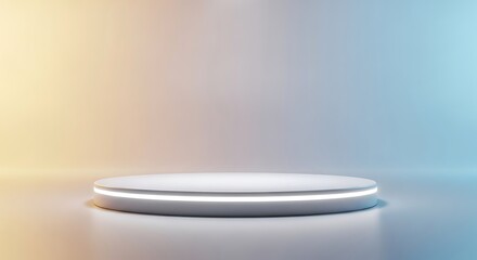 Minimalist white product display podium with soft gradient background for presentation