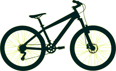 Fototapeta premium Black silhouette of a mountain bike on a white background