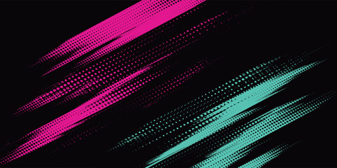 Car sticker wrap banner abstract sporty lines pink blue greenish grunge color combination brush storm thunder modern pattern racing motorsport. © Bletang