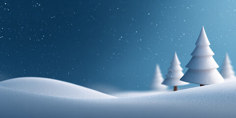 background of christmas tree in the snow and open space