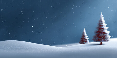 background of christmas tree in the snow and open space