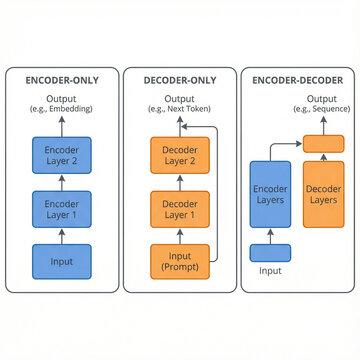 Encoder-Only and Decoder-Only Architecture Flowchart in AI