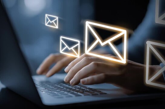 Interfaz de correo electr&oacute;nico activada mediante toque digital en entorno profesional