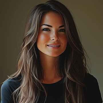 Retrato de primer plano de mujer joven morena con rasgos ex&oacute;ticos y piel radiante, concepto de belleza multicultural, autenticidad y elegancia