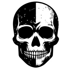 
Black & white vector silhouette of Horror Skull Mask on white background