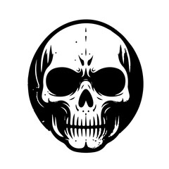 
Black & white vector silhouette of Horror Skull Mask on white background