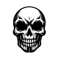 
Black & white vector silhouette of Horror Skull Mask on white background