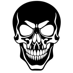 
Black & white vector silhouette of Horror Skull Mask on white background