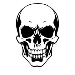 
Black & white vector silhouette of Horror Skull Mask on white background