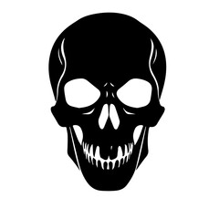 
Black & white vector silhouette of Horror Skull Mask on white background