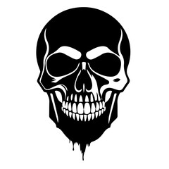 
Black & white vector silhouette of Horror Skull Mask on white background