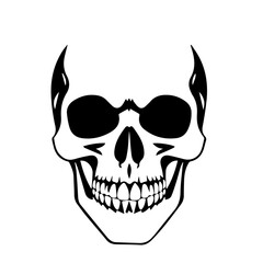 
Black & white vector silhouette of Horror Skull Mask on white background