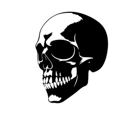 
Black & white vector silhouette of Horror Skull Mask on white background