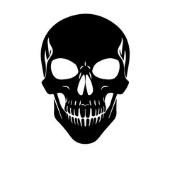 
Black & white vector silhouette of Horror Skull Mask on white background