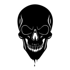
Black & white vector silhouette of Horror Skull Mask on white background