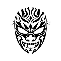 Black & white vector silhouette of Wrestling Luchador Mask on white background