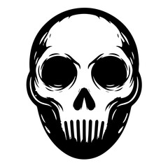 
Black & white vector silhouette of Horror Skull Mask on white background