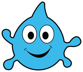 Friendly blue cartoon character smiling, playful mascot illustration for children