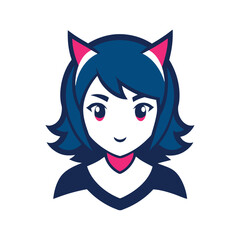 Anime girl mascot logo featuring a cute cartoon avatar design for creative branding Vector illustration