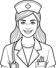 girl nurse in cap and glasses