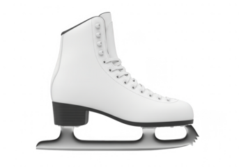 Classic white figure ice skate on a clear background, ready for winter sports activities and recreation